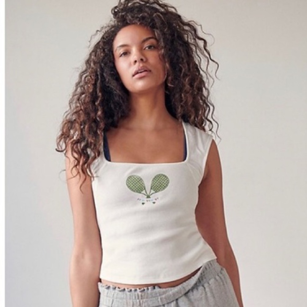 NWOT Free People Hot Shot Square Neck Graphic Top